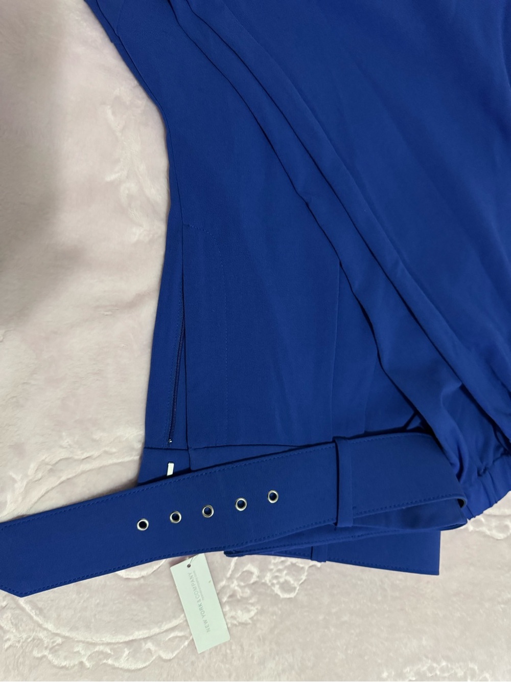 Royal Blue Belted Cropped Pants - Picture 6 of 13